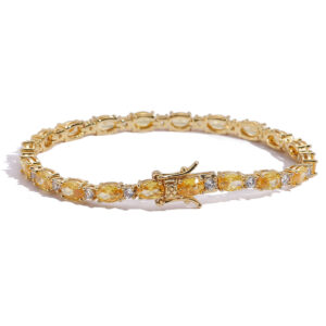 Hip Hop Copper Inlaid Zircon Tennis Chain 4mm*6mm Oval Egg Shaped Bracelet