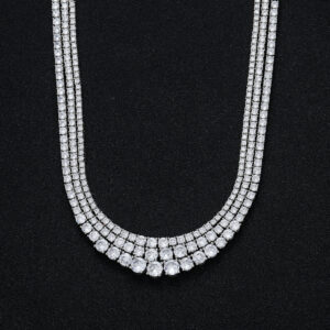 LXXL4008 Hip Hop copper inlaid zircon gradient size single row tennis chain necklace