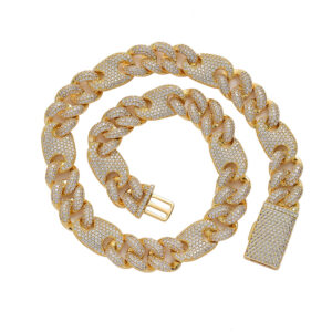 Hip Hop Copper Inlaid Zircon Cuban Necklace 16mm Box Clasp Chain