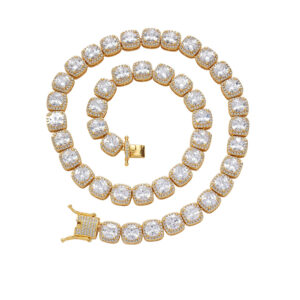 LXXL-GB-4046 Hip Hop Cuban Chain 10mm Chain Copper Inlaid Square Zircon Necklace