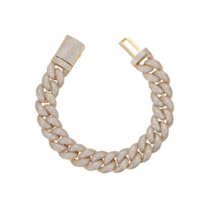 Hip Hop Cuban Chain Copper Inlaid Zircon 15mm 5 Row Zircon Box Chain Tennis Chain Bracelet