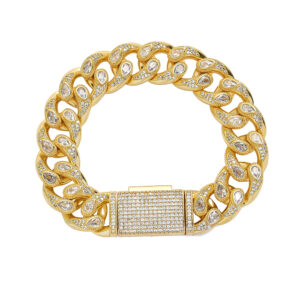 Hip Hop Cuban Chain Copper Inlaid Zircon 16mm Teardrop Tennis Chain Bracelet