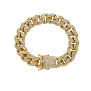 Hip Hop Cuban Chain Copper Inlaid Zircon 15mm Tennis Chain Bracelet