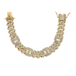 Hip Hop Cuban Chain Copper Inlaid Zircon 15mm Single Row Tennis Chain Bracelet