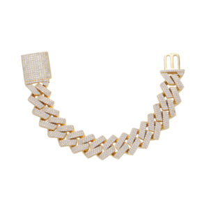 Hip Hop Cuban Chain Copper Inlaid Zircon 20mm Diamond Box Buckle Rap Tennis Chain Bracelet