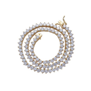 LXXL4019 Hip Hop Copper Inlaid Zircon 4mm 3 Prongs Single Row Tennis Chain Necklace Bracelet