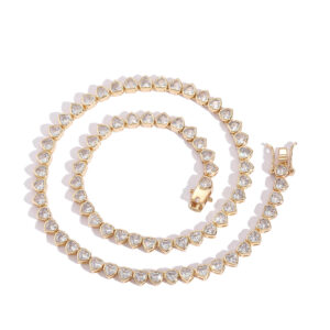Hip Hop copper inlaid zircon heart shape 4mm single row tennis chain necklace bracelet