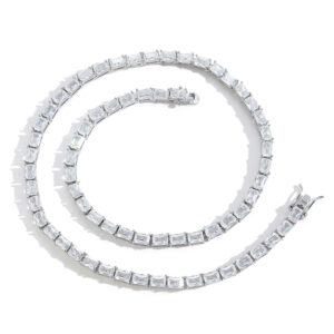 Hip Hop Copper Inlaid Zircon Tennis Chain 4*6mm Square Single Row Chain Necklace