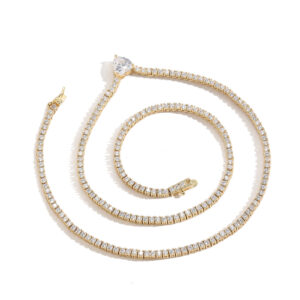 Hip Hop Copper Inlaid Zircon Tennis Chain 2mm Single Row Chain Necklace Bracelet