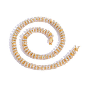 Hip Hop Copper Inlaid Zircon Tennis Chain 8mm Hoop Single Row Chain Necklace