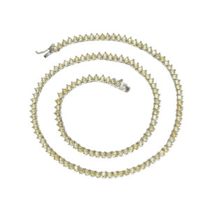 Hip Hop Copper Inlaid Zircon Tennis Chain 3mm Yellow Single Row Chain Necklace