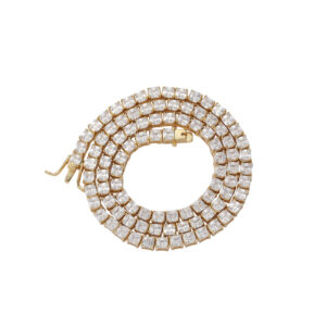 Hip Hop Copper Inlaid Zircon Tennis Chain 4mm Pagoda Stone Single Row Chain Necklace