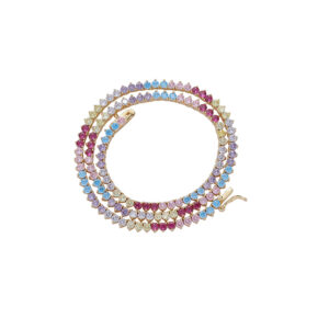 Hip Hop Copper Inlaid Zircon Tennis Chain 3mm Color Single Row Chain Necklace