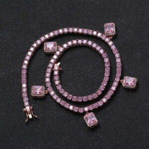 Hip Hop Copper Inlaid Zircon Tennis Chain 4mm Single Row Chain Necklace