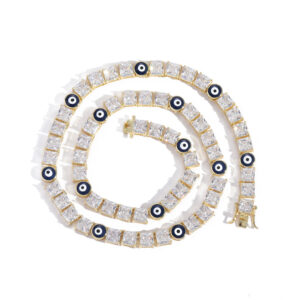 Hip Hop Copper Inlaid Zircon Tennis Chain 6mm Devil's Eye Single Row Chain Necklace Bracelet