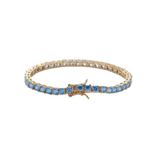Hip Hop copper inlaid zircon tennis chain blue single-row bracelet