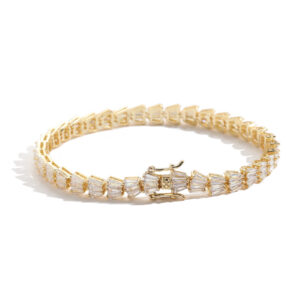 Hip Hop copper inlaid zircon tennis chain square single row chain bracelet