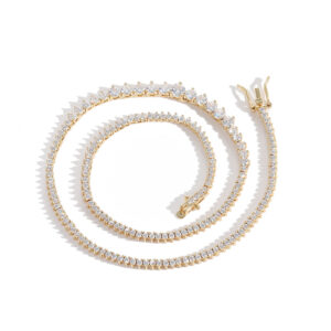 LXXL4020 Hip Hop copper inlaid zircon gradient size single row tennis chain necklace