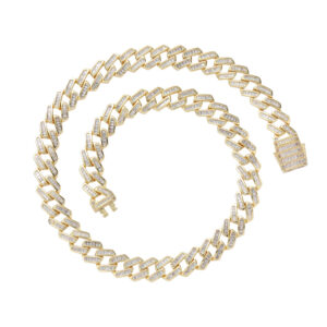 Hip Hop Cuban Chain Copper Inlaid Zircon 12mm Spring Buckle Tennis Chain Bracelet