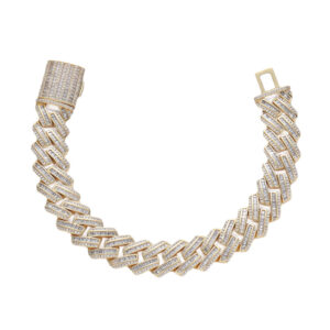 Hip Hop Cuban Chain Copper Inlaid Zircon 15mm Tennis Chain Bracelet