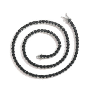 LXXL4003 Black Tennis Chain Copper Inlaid Zirconia Bracelet Hip Hop Single-row Chain Necklace