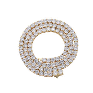 LXXL4057 Hip Hop Copper Inlaid Zircon Round Single Row Tennis Chain Necklace