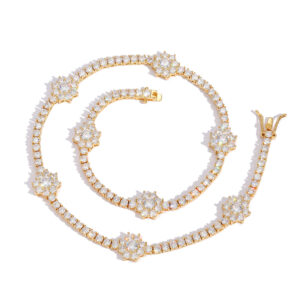 Hip Hop copper inlaid zircon 3mm single row tennis chain necklace bracelet