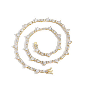 Hip Hop copper inlaid zircon tennis chain single row chain necklace