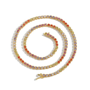 Hip Hop Copper Inlaid Zircon Tennis Chain 2.5mm Color Single Row Chain Necklace