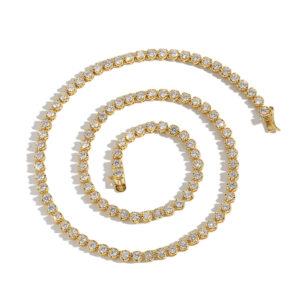 Hip Hop Copper Inlaid Zircon Tennis Chain 3mm Single Row Chain Necklace