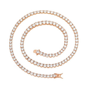 LXXL4009 Hip Hop copper inlaid round zircon rose gold single row tennis chain necklace bracelet