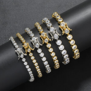 Hip Hop Copper Inlaid Zircon Tennis Chain 3mm4mm5mm Single Row Bracelet