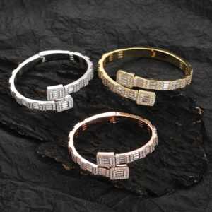 Hip Hop copper inlaid zircon tennis chain love couple single row chain bracelet