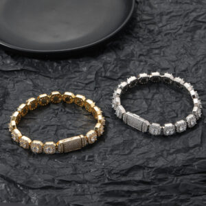 Copper Inlaid Zircon Bracelet Box Buckle 10mm Square Tennis Chain