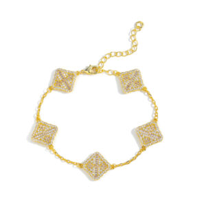 Hip Hop Cuban Chain Copper Inlaid Zircon Bracelet 15*15mm Cross Bracelet