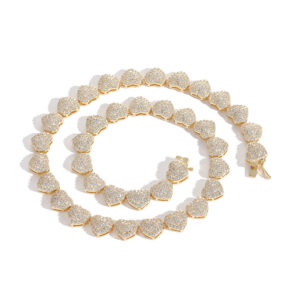 LXXL4025 Hip Hop copper inlaid zircon heart shape single row tennis chain necklace bracelet