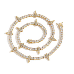 Hip Hop Copper Inlaid Zircon 4mm Single Row Tennis Chain Necklace