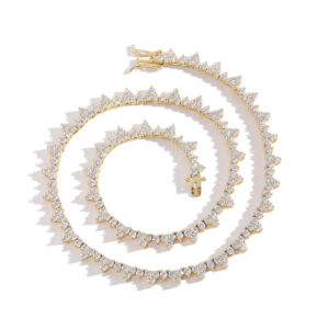 LXXL4047 Hip-hop zircon necklace mixed woven flower-shaped three-claw tennis chain personality stacking chain