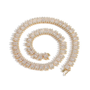 Hip Hop Copper Inlaid Zircon Tennis Chain 12mm Single Row Necklace