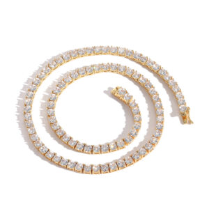 Hip Hop Copper Inlaid Zircon Tennis Chain 4mm Single Row Necklace Bracelet