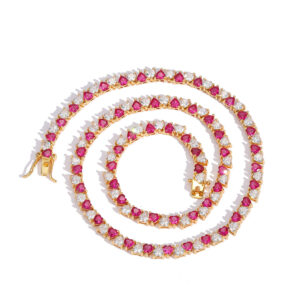 Hip Hop Copper Inlaid Zircon Tennis Chain 5mm Heart Shaped Single Row Chain Necklace