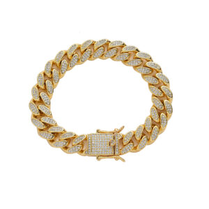 Hip Hop Cuban Chain Copper Inlaid Zircon Bracelet Box Buckle 12mm Tennis Chain