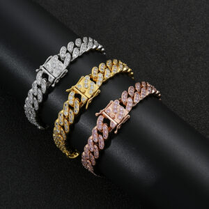 Hip Hop Cuban Chain Copper Inlaid Zircon 12mm Tennis Chain Bracelet