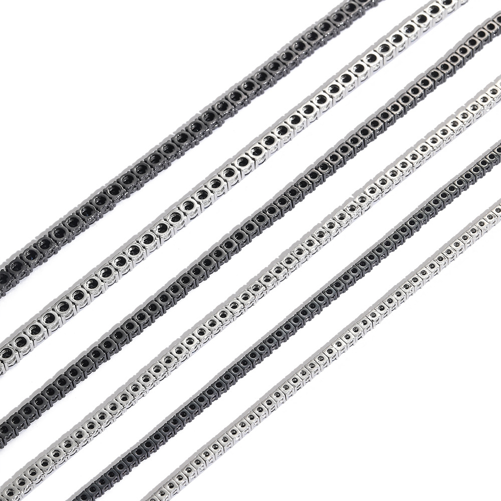 LXXL4003 Black Tennis Chain Copper Inlaid Zirconia Bracelet Hip Hop Single-row Chain Necklace - Image 5
