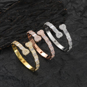 Hip Hop copper inlaid zircon tennis chain love couple single row chain bracelet