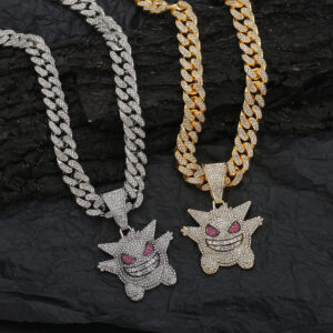 Hip Hop copper inlaid zircon Cuban necklace goblin pixie shape pendant