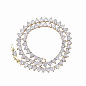 LXXL4018 Hip Hop copper inlaid zircon 6mm 3 prongs chain single row tennis chain necklace