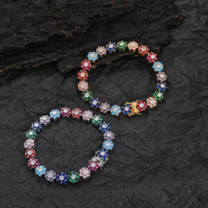 Hip Hop Cuban Chain 9mm Chain Copper Inlaid Zircon Color Single Row Tennis Bracelet