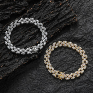 Hip Hop Copper Inlaid Zircon Bracelet 3 Drain Drop Tennis Chain