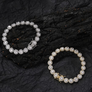 Hip Hop 8mm Copper Inlay Zircon Round Single Row Tennis Chain Bracelet